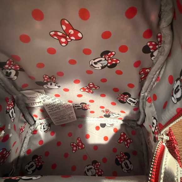 NWT Disney Parks Red Sequin Minnie Mouse Mini Backpack with Silver Bow - Picture 7 of 7